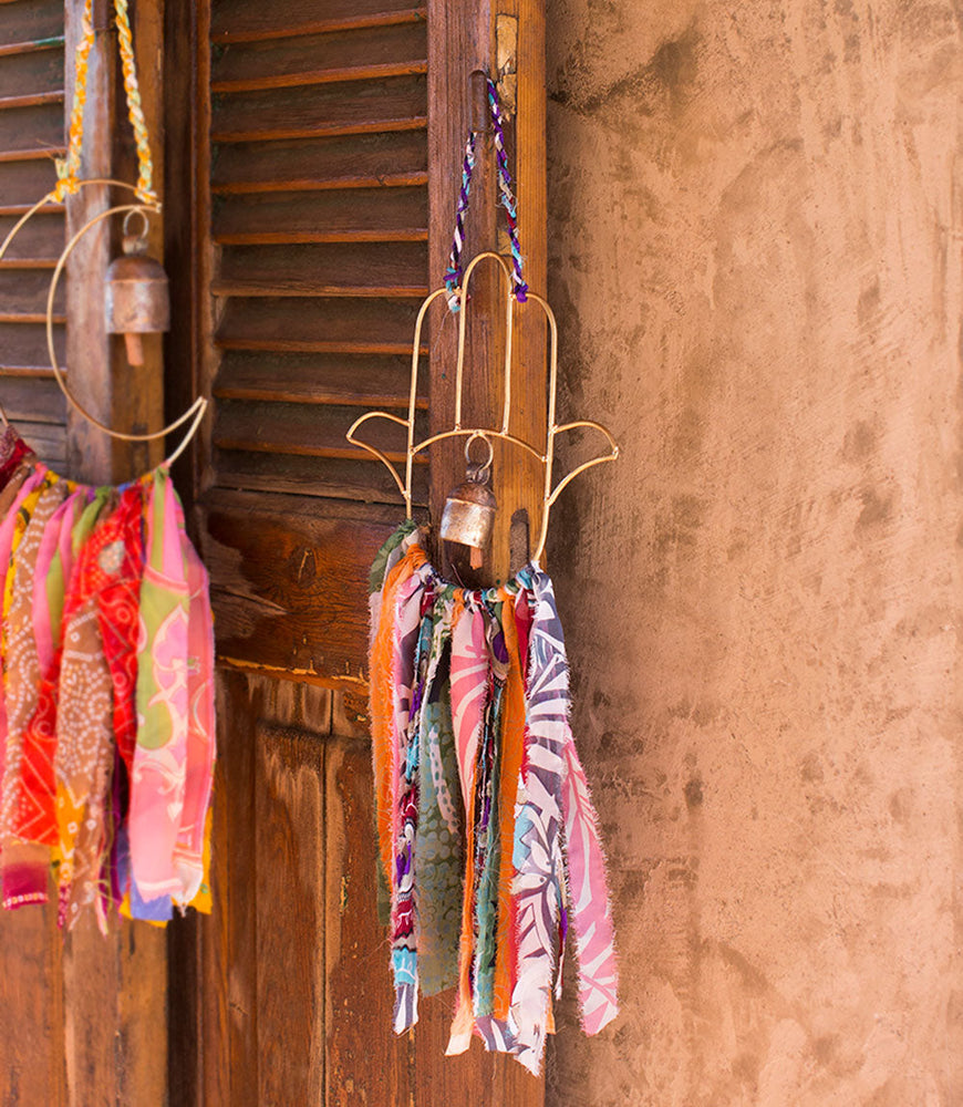 Fair Trade Hamsa Chime with Upcycled Sari