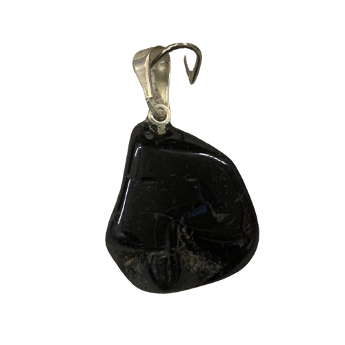 Black Tourmaline Tumbled Stone Pendant