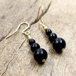 Black Onyx and Gold Filled Earring