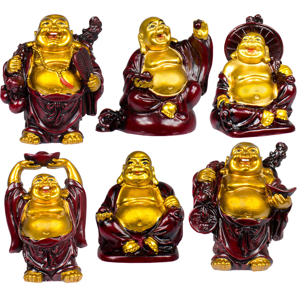Laughing Buddha 2" Red & Gold Color
