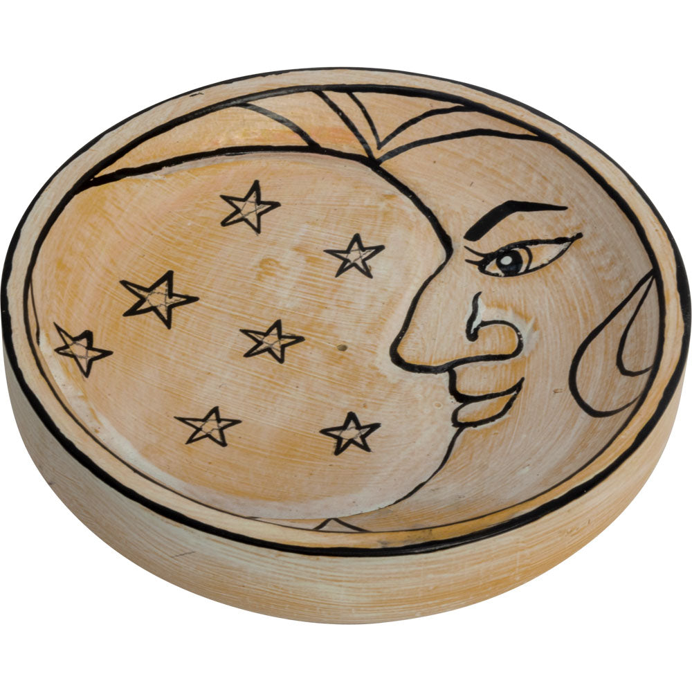 Wood Round Incense Holder - Celestial Moon