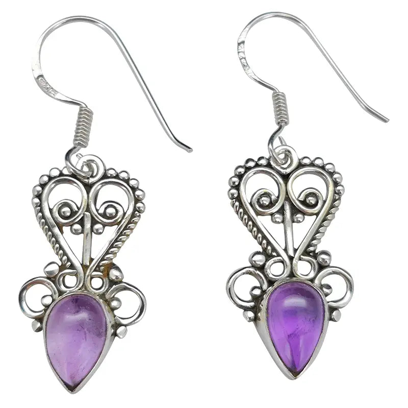 Amethyst Sterling Silver Earrings On Hooks
