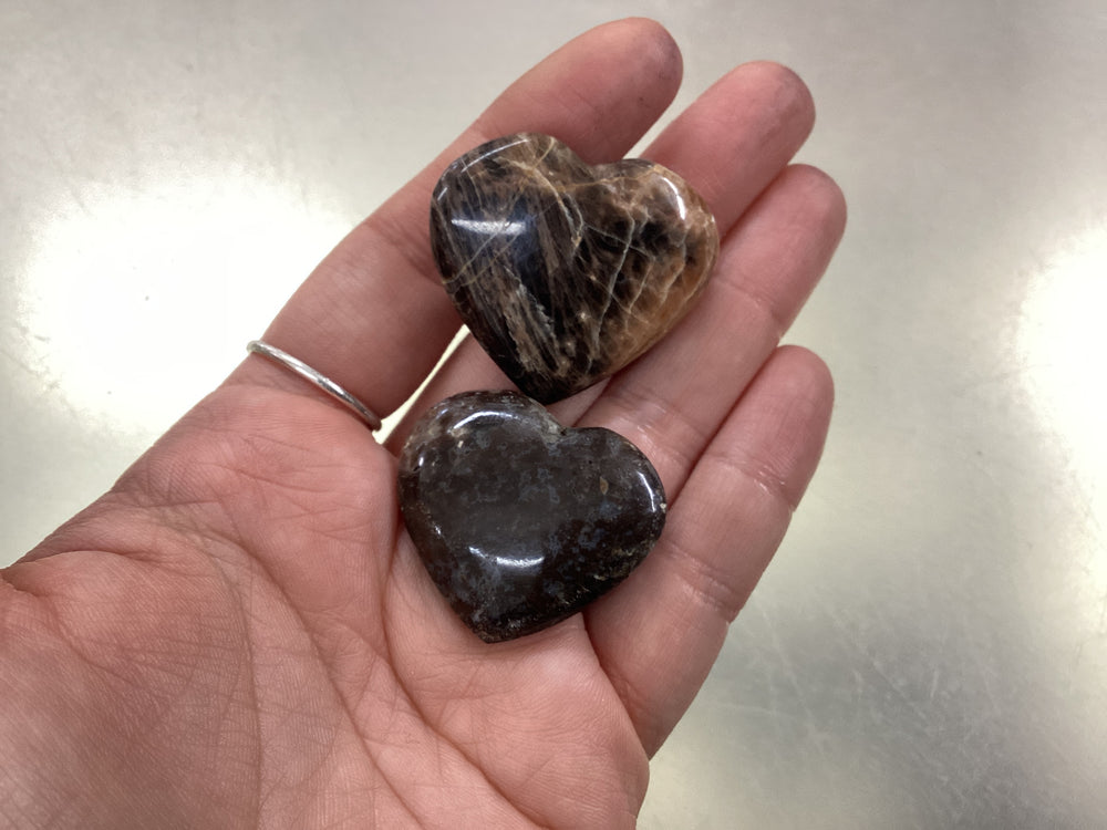 Black Moonstone Carved Heart