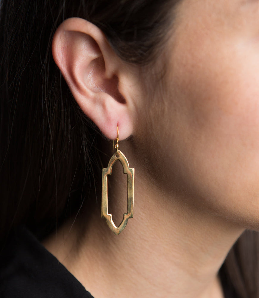 Fair Trade Gold Tone Arch Drop Earrings