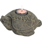 Volcanic Stone Turtle T-Light Candle Holder - Lotus