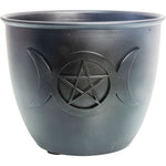 Metal Smudge Pot - Triple Moon w/ Pentacle Large