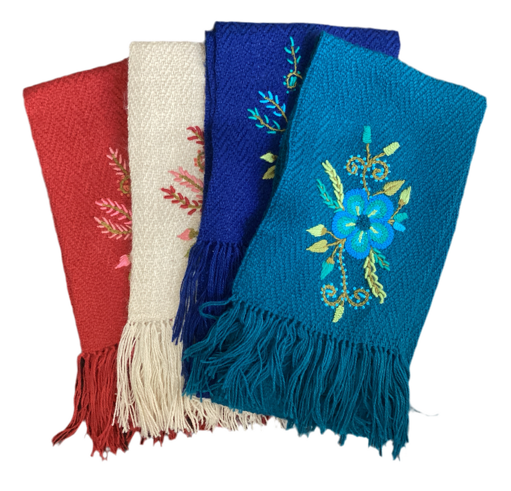 Embroidered Floral Woven Scarf