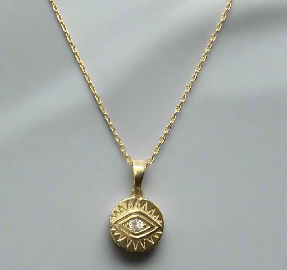 Circular Gold Evil Eye Necklace