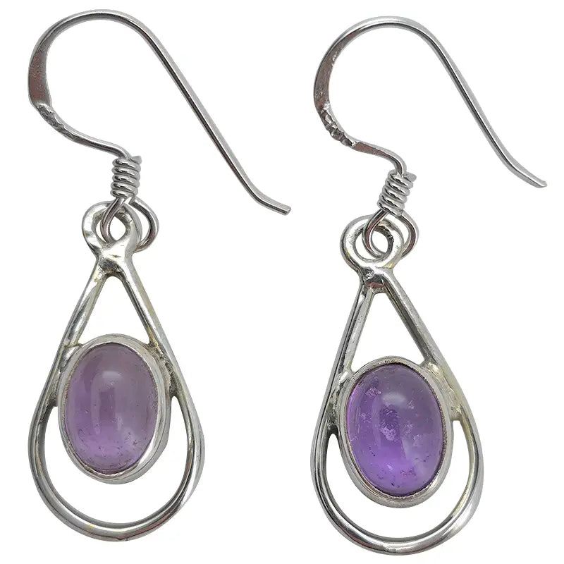 Amethyst Sterling Silver Earrings On Hooks