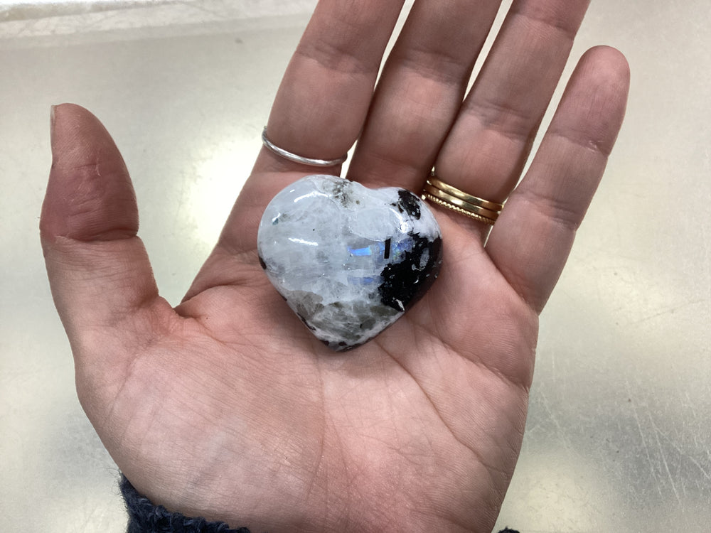 Rainbow Moonstone Carved Heart