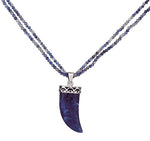 Sodalite Horn Pendant with Sodalite Beads