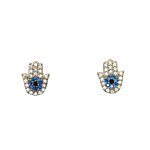 Hamsa & Evil Eye Diamond Stud Earrings