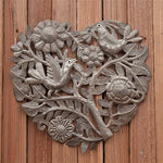 Haitian Metal Heart with Birds & Flowers, 11"