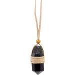 Faceted Point Leather Wrapped Necklace - Black Tourmaline