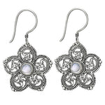 Moonstone Flower Silver Earrings