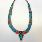 Nepalese Five Strand Beaded Necklace with Pendant
