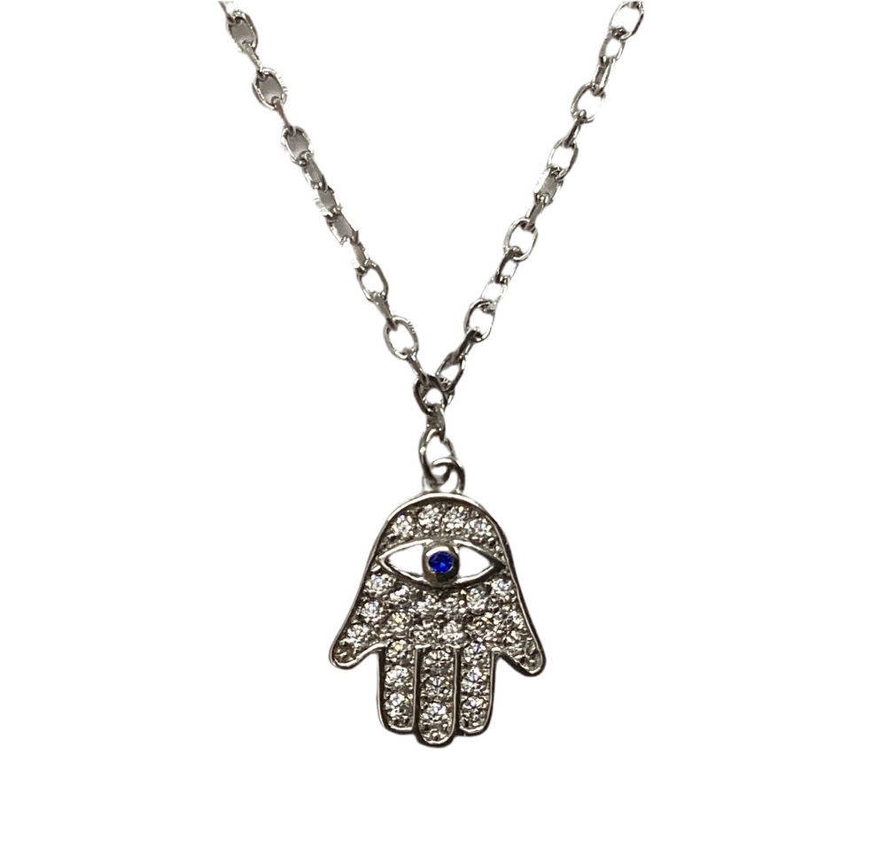 Diamond Hamsa/Evil Eye Necklace