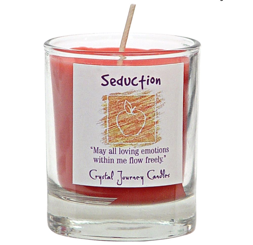 Reiki Charged Seduction Votive in Glass Holder