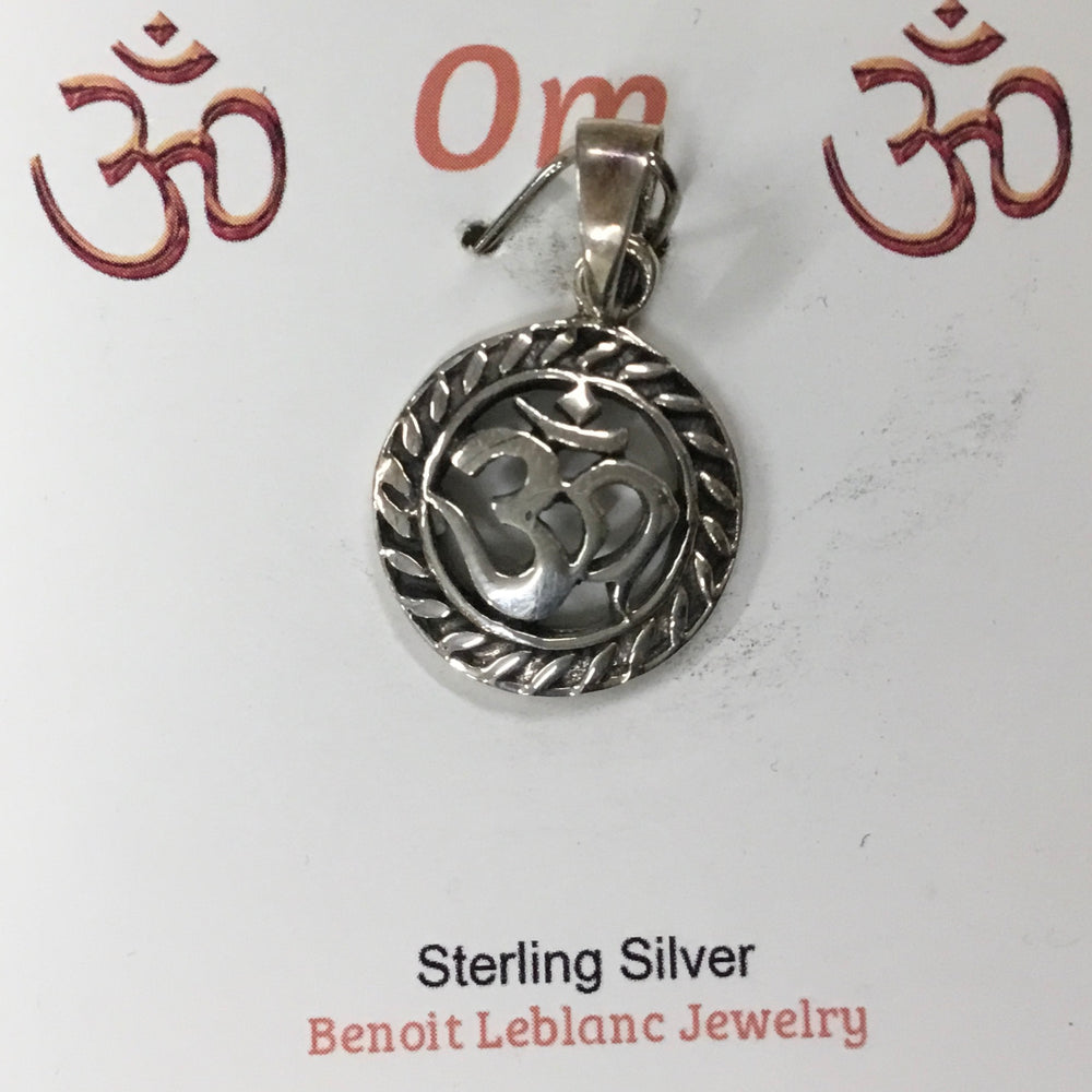 Embossed Om Sterling Silver Pendant
