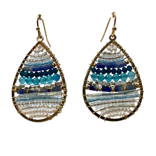 Gold Plated & Blue Crystal Earrings