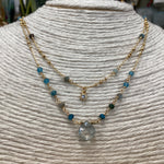 Gold Mixed Blue Layered Necklace