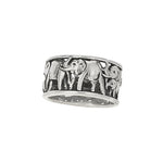 Elephant Family Silver Ring