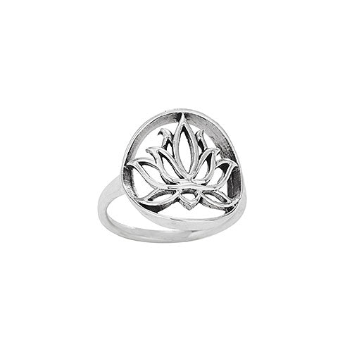 Open Lotus Silver Ring
