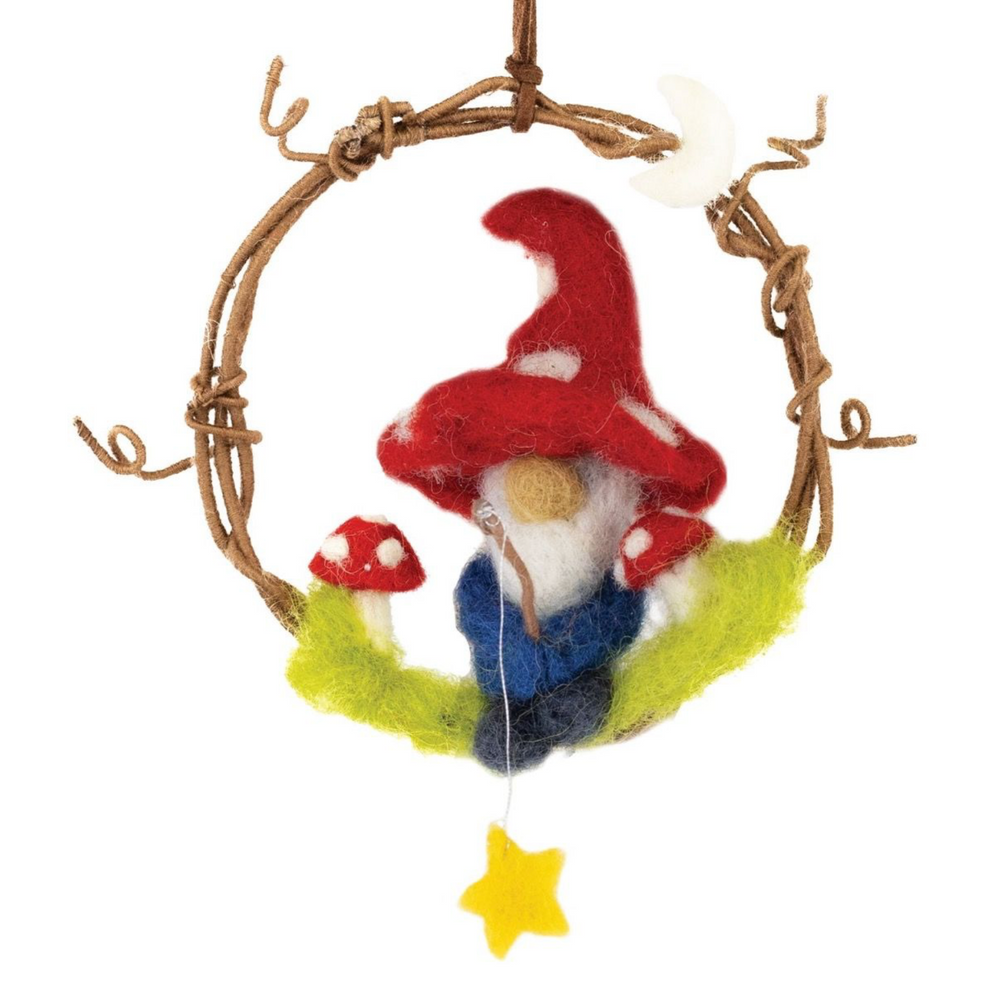 Fair Trade Fishing Gnome Ornament