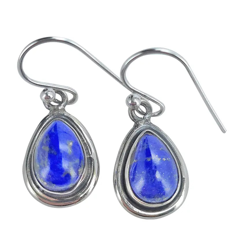Lapis Sterling Silver Earrings On Hooks