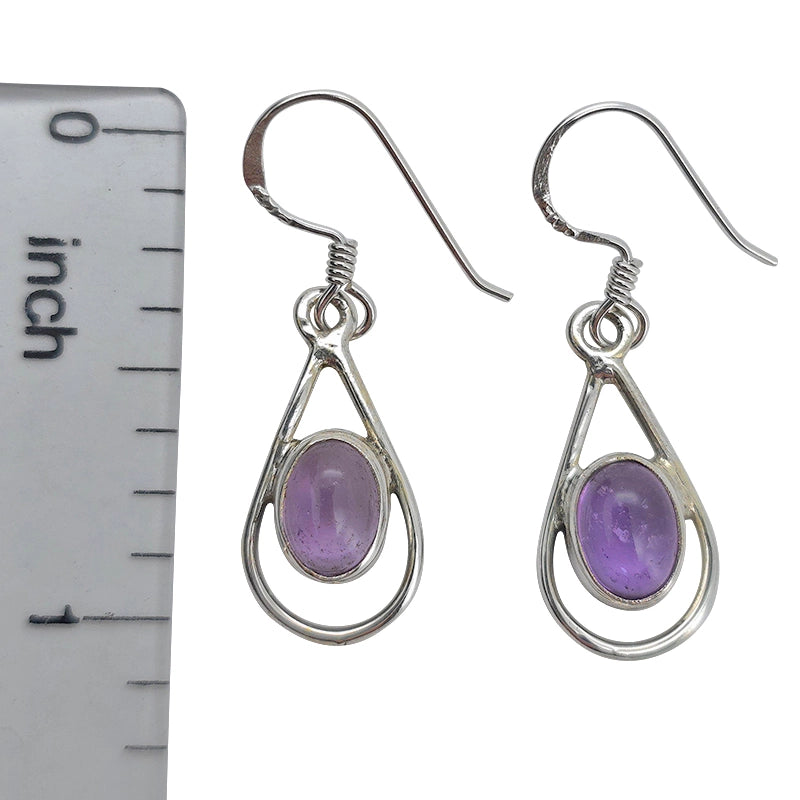 Amethyst Sterling Silver Earrings On Hooks