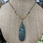 Labradorite & Clear Quartz Mixed Metal Beaded Necklace