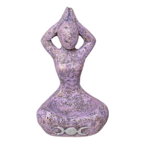 Triple Moon Offering Bowl Goddess Statue - PURPLE