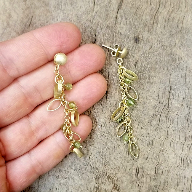 Gold Plated Peridot Drop Earring