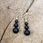 Black Onyx and Gold Filled Earring