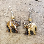 Wood Elephant Earrings from Nepal