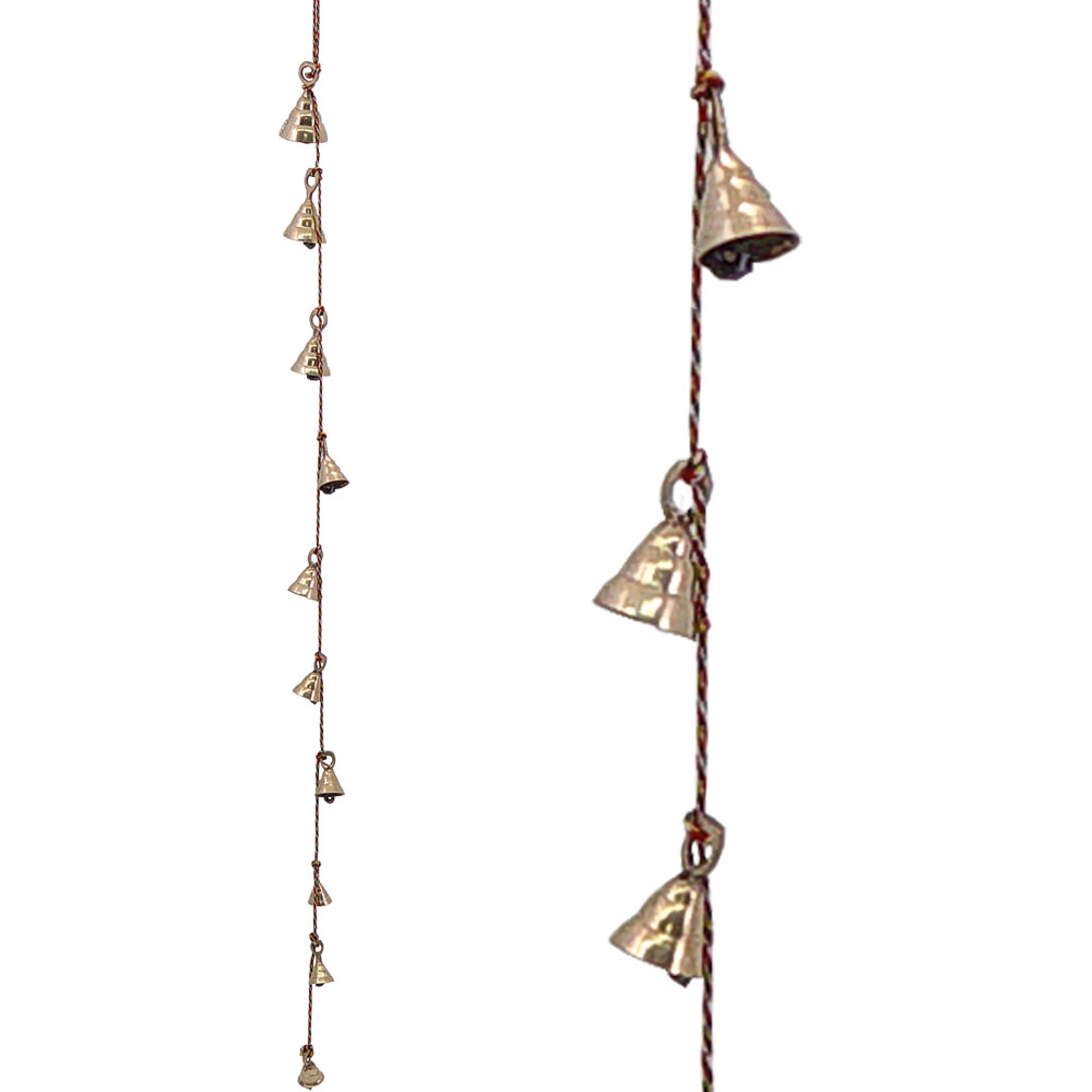 Brass String Bells Assorted size, Red String