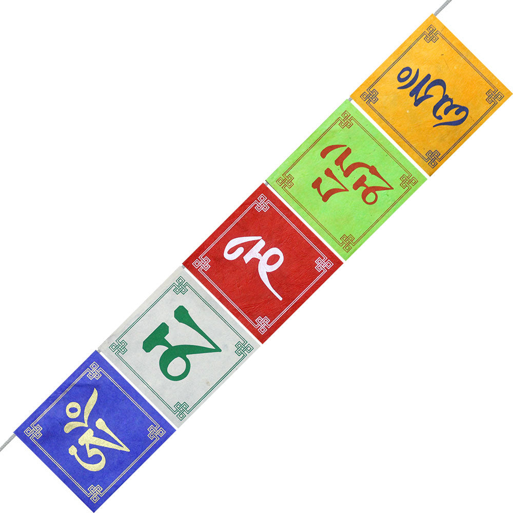 Tibetan Handmade Paper Prayer Flags - Om Mani Padme Hum