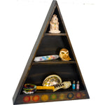 Wooden Altar Shelf with Chakra Symbols