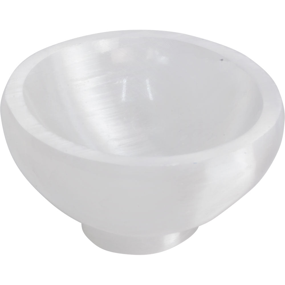 Selenite Round Offering Bowl with Base