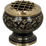 Brass Burner with Engraved Flowers