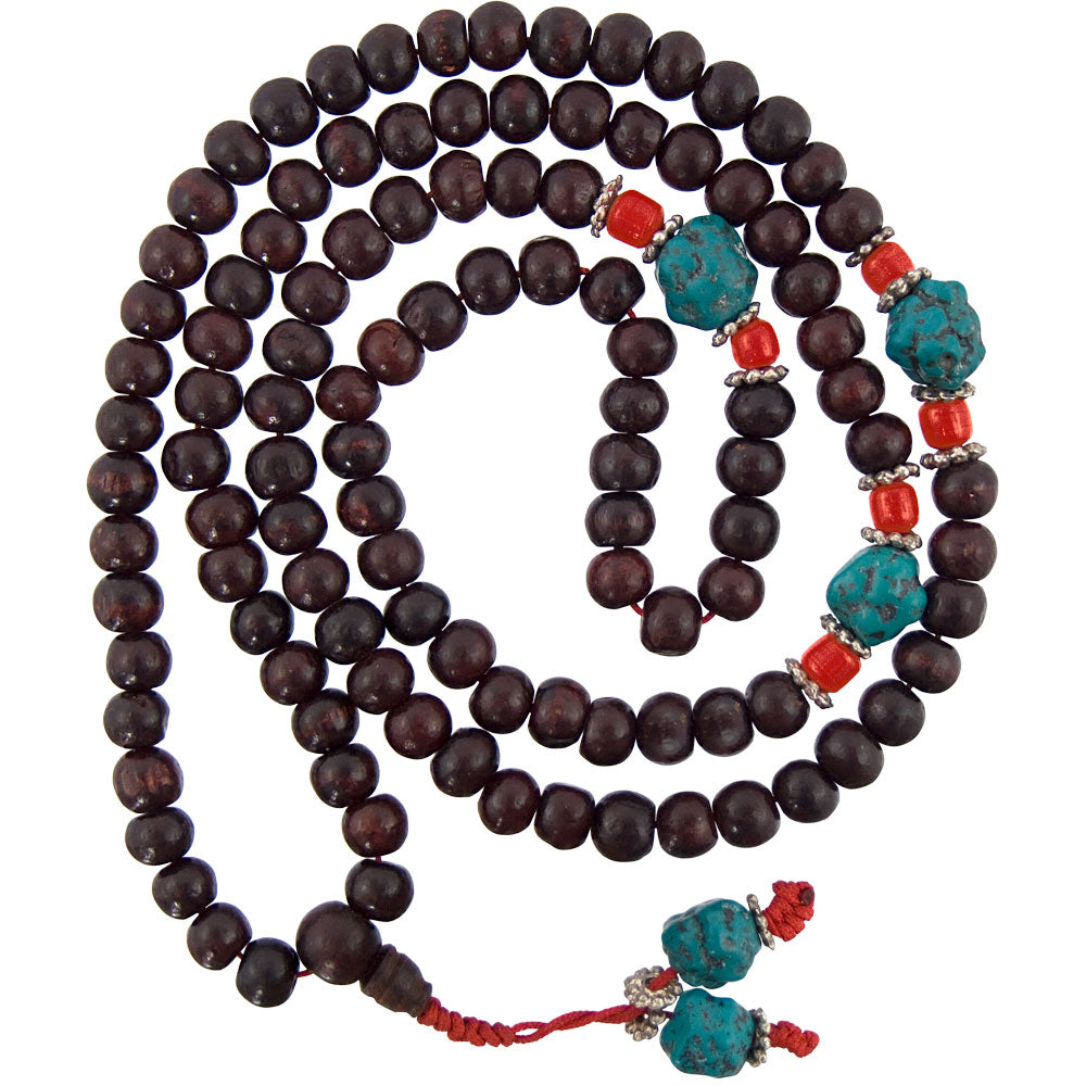Mala Beads Rosewood and Turquoise