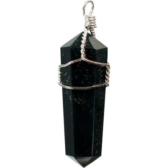 Wire Wrapped Black Tourmaline Point Pendant