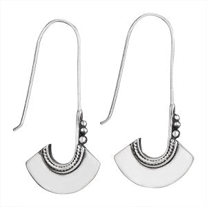 Long Wire & Paddle Silver Earring
