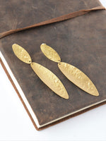 Fair Trade Oblong Brass Leaf Earring