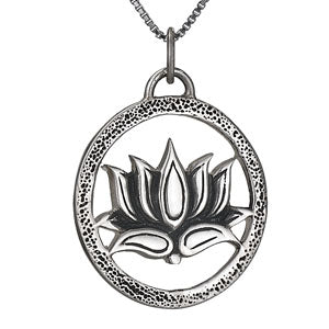Round Lotus Silver Necklace
