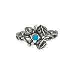 Turquoise and Leaf Silver Ring