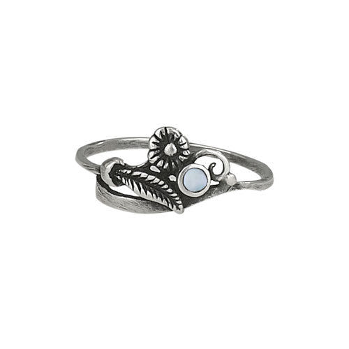 Mother of Pearl Floral Silver Ring