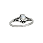 Mother of Pearl Leaf Silver Ring