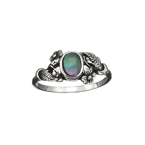 Mother of Pearl & Flower Silver Ring