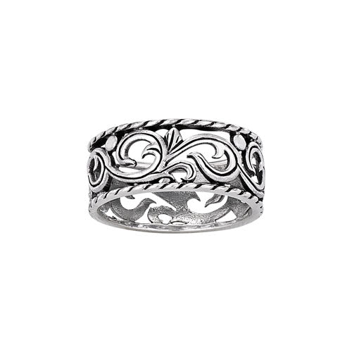 Open Scroll Band Silver Ring